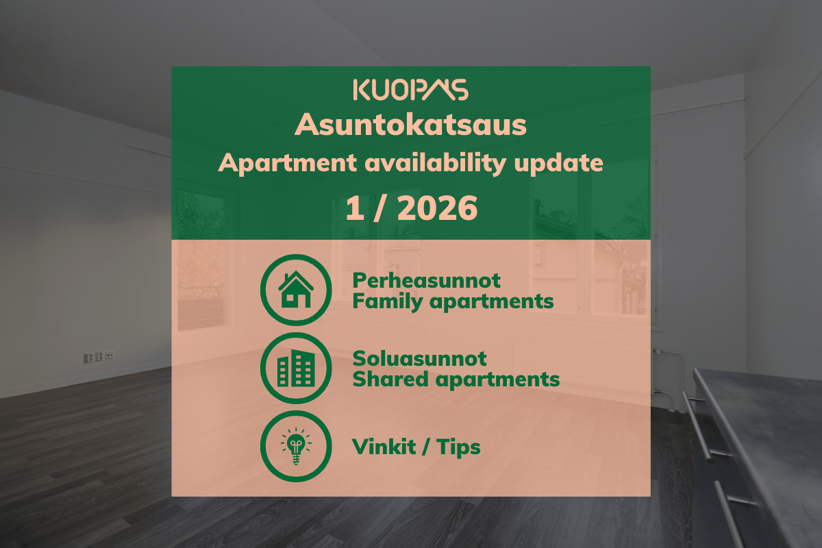 Kuopas asuntokatsaus 1/2026 Kuopas apartment availability update 1/2026