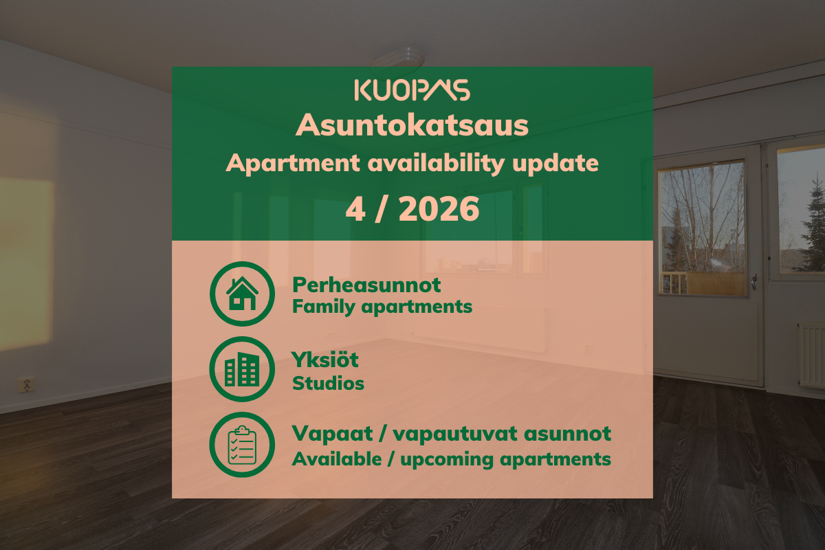 Kuopas asuntokatsaus 4/2026 Kuopas apartment availability update 4/2026