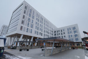 Kuopas Kampus Ankkuri kuvattuna ulkoapäin. Kuopas Campus Ankkuri photographed from the outside.